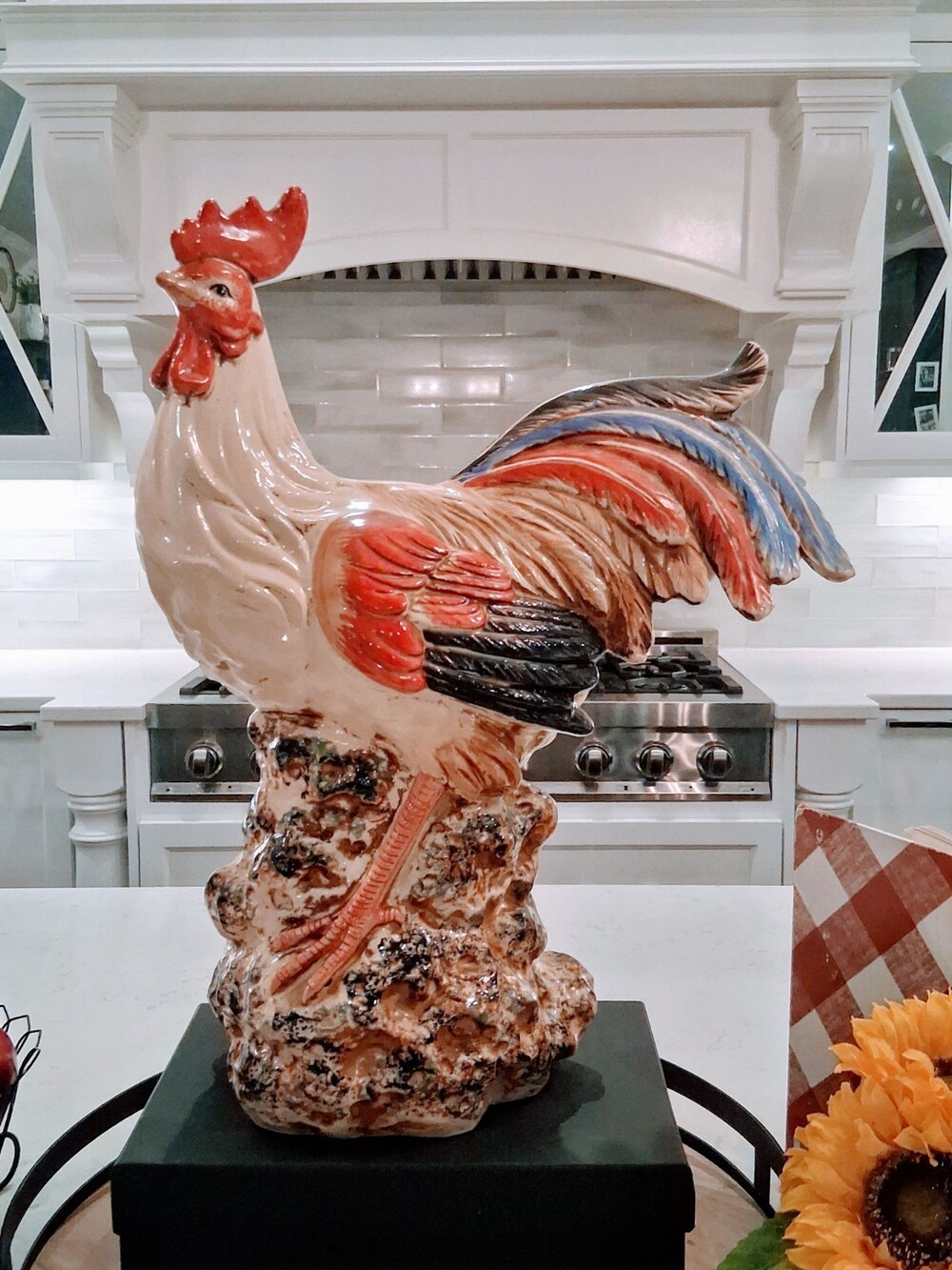 New!(NOS) Homegoods XLarge Ceramic Rooster Sculpture;Handpaintd Vietnam Made 19"